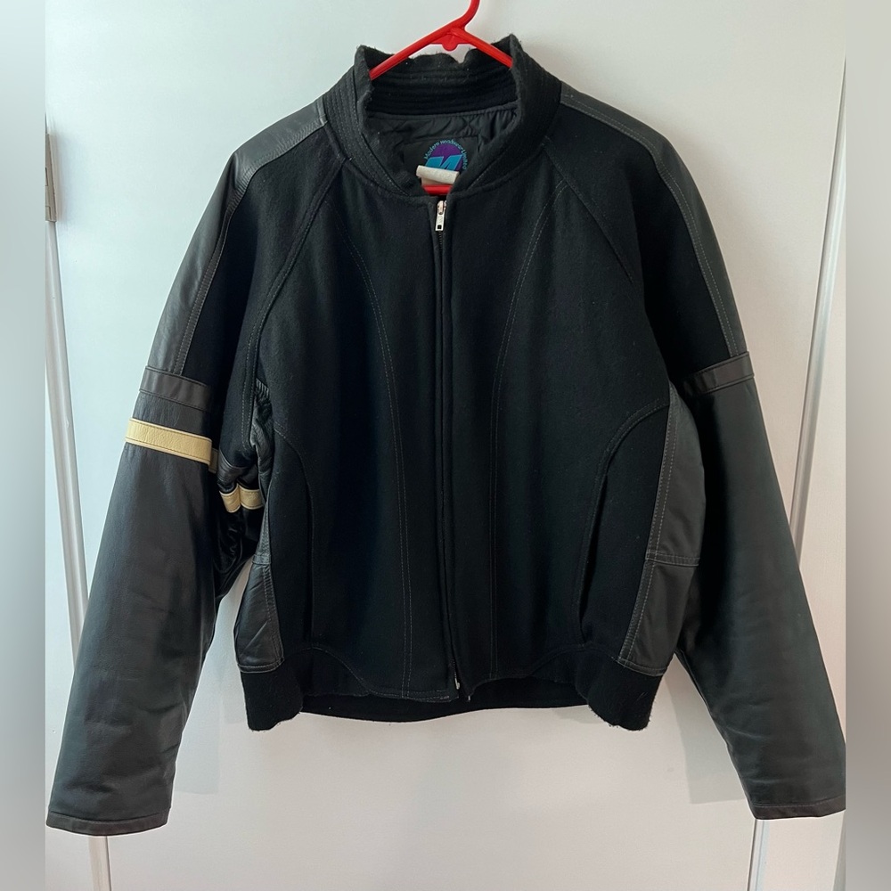 Leather and wool jacket